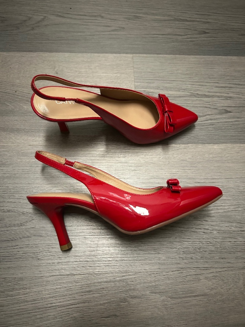 Catwalk Red Patent Slingback Bow Heels